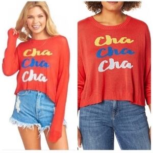 SHOW ME YOUR MUMU VARSITY KNIT SWEATER CHA CHA CHA KNIT